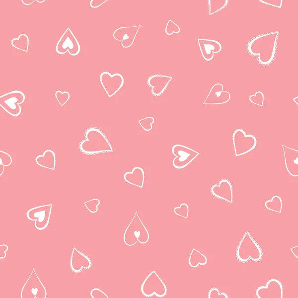 Vektor rosa och vitt hjärta sömlös upprepa mönster bakgrund. — Stock vektor