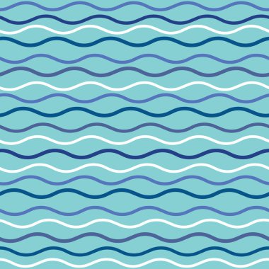 Wavy lines pattern. Vector aqua wave seamless repeat design background.