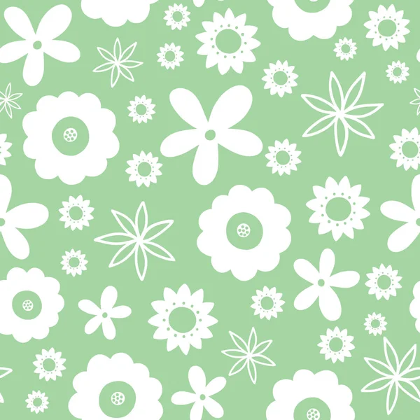 Floral vector repeat pattern design in neo mint . — 스톡 벡터