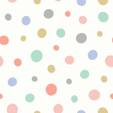 Pastel renklerde nokta deseni. Eğlenceli desenli benekli vektörsüz arka plan tasarımı.