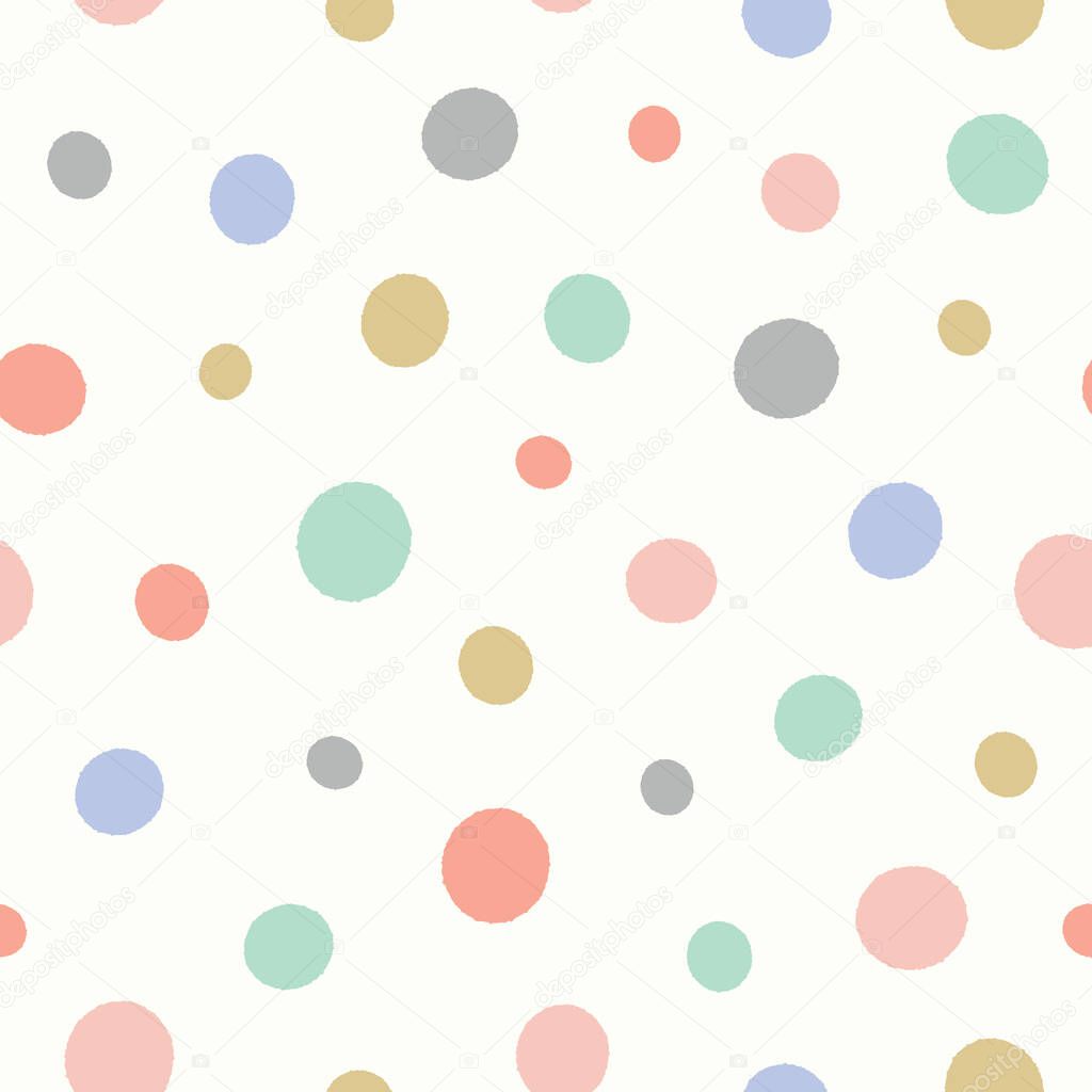 Dot pattern in pastel colours. Fun textured spotted vector seamless repeat background design.