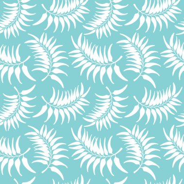 Tropik bitki örtüsü. Vektör silueti. Su ve beyaz renkte kusursuz tasarım..