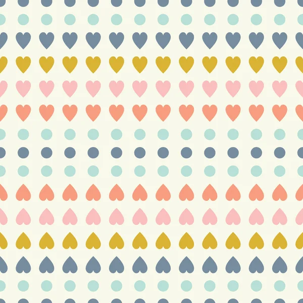 Heart pattern with dots. Geometric colourful vector seamless repeat design background. — 스톡 벡터