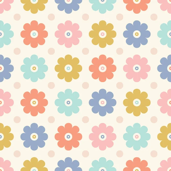 Floral pattern background design. Vector stylized geometric flower seamless repeat ideal for child and baby projects. — 스톡 벡터