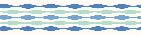 Wellenrand-Muster. Vector nahtlose Wiederholung Wasserstreifen Design Banner in blau und grün. — Stockvektor