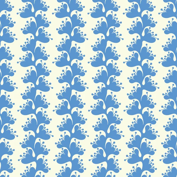 Floral Muster Hintergrund. Vector Blume Silhouette Streifen-Design. Ziemlich nahtlose Wiederholung in Blau und Creme. — Stockvektor