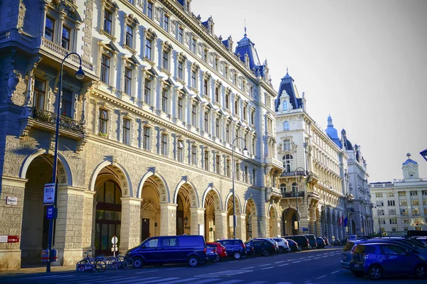 Fachada Edificios Con Arquitectura Tradicional Viena Austria — Foto de Stock