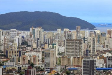 Santos, Sao Paulo Eyaleti, Brezilya - 15 Şubat 2020 - Brezilya 'nın Sao Paulo Eyaleti' nin kıyı bölgesinde yer alan bir şehir olan Santos Havacılık Manzarası.