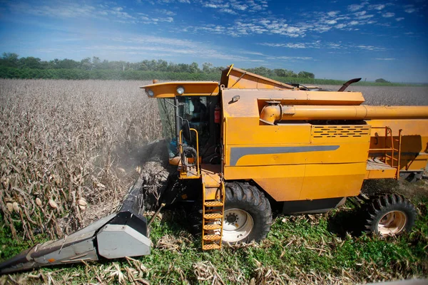 Machine Makes Harvest Corn Countryside Brazil — Stock Photo, Image