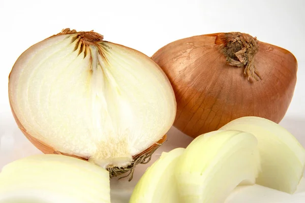 Lök Vit Bakgrund — Stockfoto