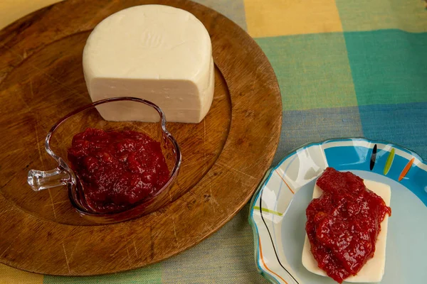 Mermelada Guayaba Con Queso Postre Típico Brasileño Llamado Romeu Julieta — Foto de Stock