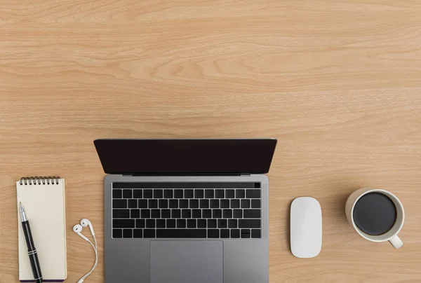 Üst Manzara Ahşap ofis masası. Düz Yatık Çalışma Alanı