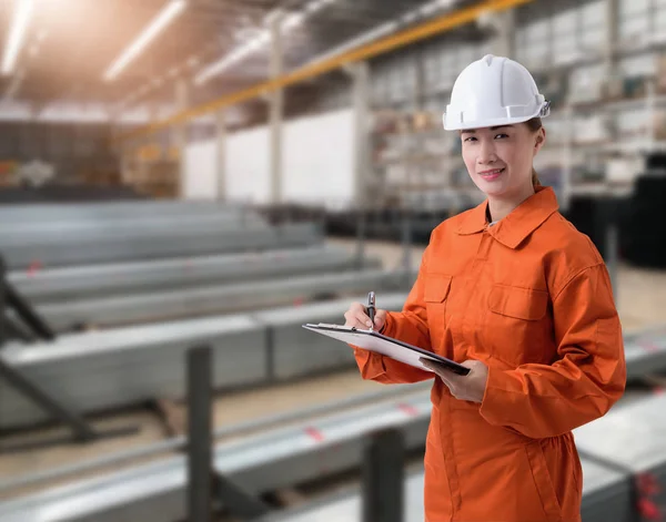 Portrait of Female staff warehouse operator Stock Image