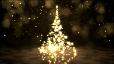Köpüklü dönen Noel ağacı animasyon - döngü altın
