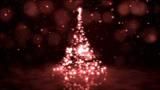 Sprankelende roterende kerstboom animatie - rode lus — Stockvideo