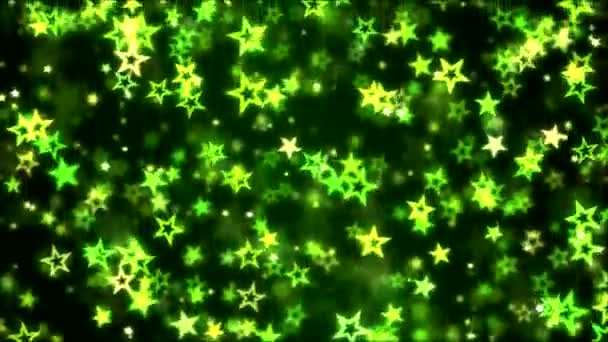 Falling Star Shapes Animación de fondo - Loop Green — Vídeo de stock