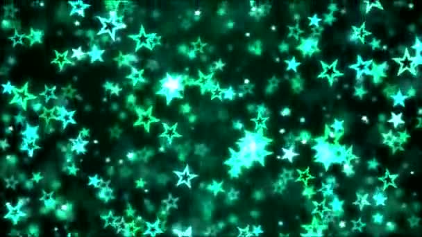 Падающие звезды на фоне анимирования - бирюзовая петля — стоковое видео