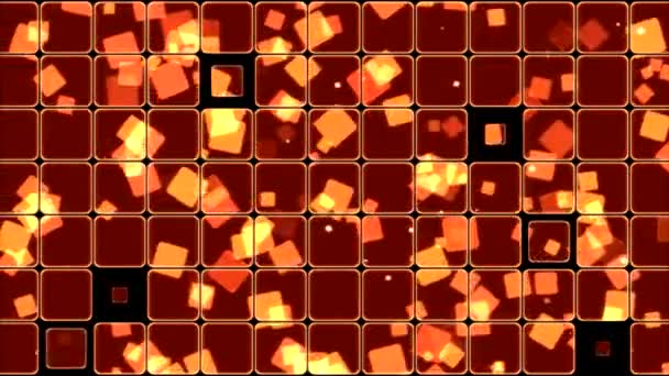 Gloeiende tegels en pleinen achtergrondanimatie - rode lus — Stockvideo