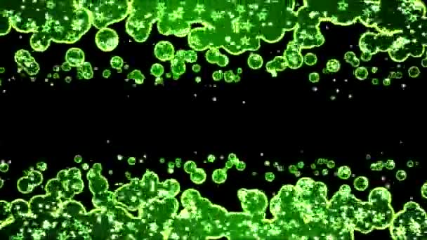 泡沫形状和星背景动画-环绿色 — 图库视频影像