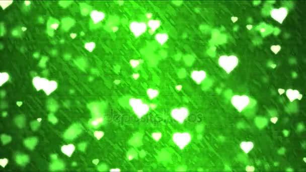 Heart Shape Background Animation - Loop Green — Stock Video