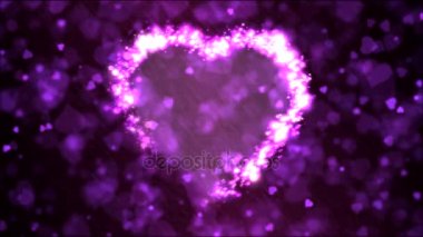 Kalp şekli hareket arka plan animasyon - döngü mor