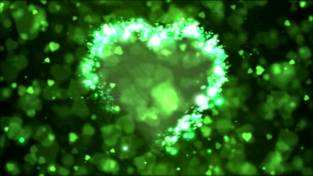 Animation de fond de mouvement en forme de coeur - Boucle verte — Video
