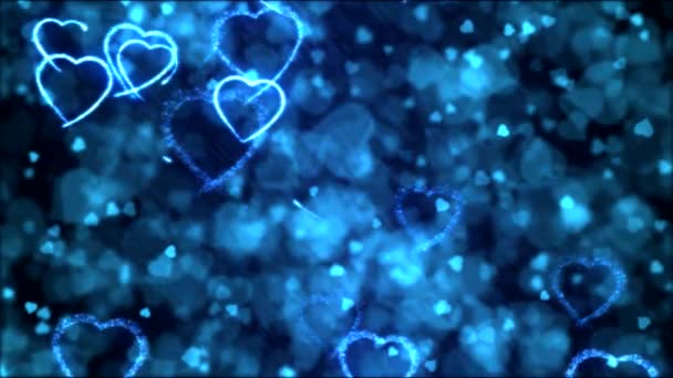 Drawing Heart Shapes Motion Background Animation - Loop Blue — Stock Video