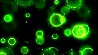 Çizim daire şekilleri üzerinde siyah arka plan animasyon - döngü yeşil