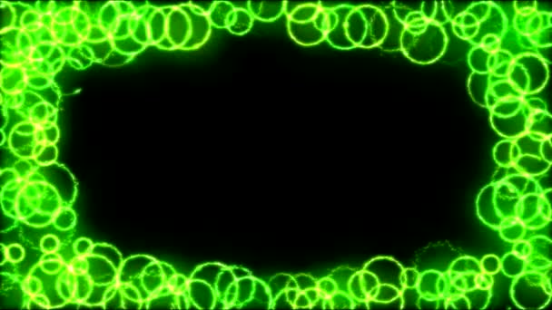 Dessin Formes de cercle sur fond noir Animation - Boucle verte — Video
