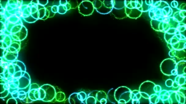 Tekening cirkel Shapes op zwarte achtergrondanimatie - lus Rainbow — Stockvideo