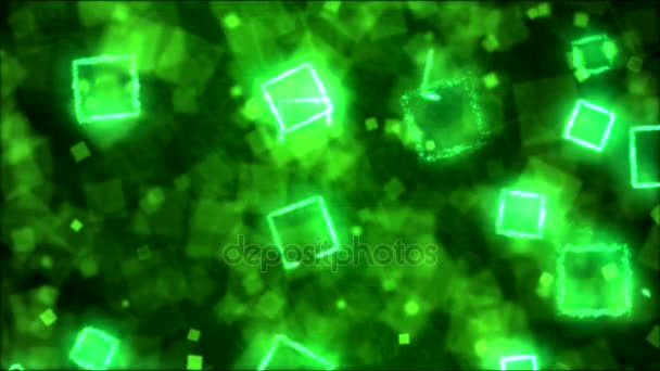 Disegno Forme quadrate Animazione di sfondo movimento - Loop Green — Video Stock