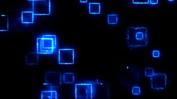 Siyah arka plan - döngü mavi çizim kare şekilleri — Stok video