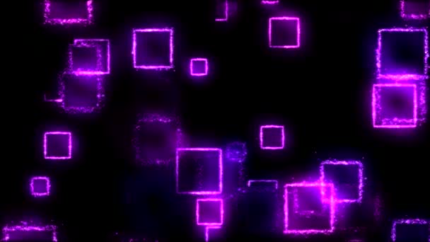 Zeichnung quadratischer Formen auf schwarzem Hintergrund - Schleife lila — Stockvideo