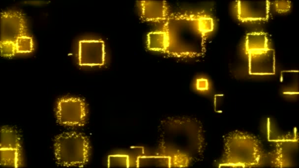 Σχέδιο τετράγωνα σχήματα σε μαύρο φόντο - βρόχο κίτρινο — Αρχείο Βίντεο