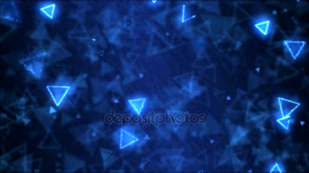 Animace pohybu pozadí obrazce trojúhelník výkresu - Loop modrá — Stock video