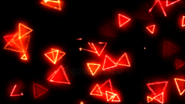 Малювання трикутників на чорному тлі анімації - петля червона — стокове відео