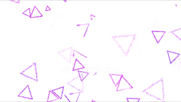 Рисование треугольников на белом фоне анимации - петля фиолетовый — стоковое видео