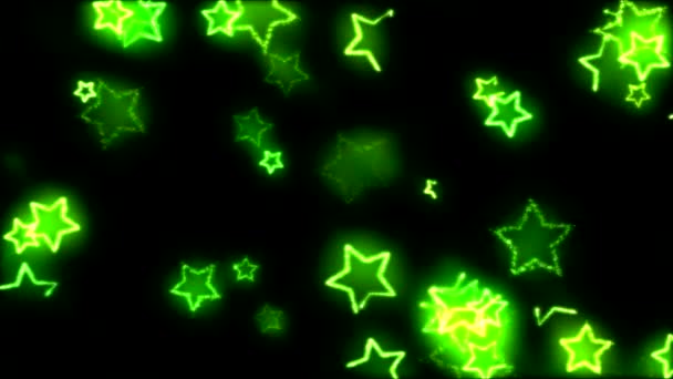 Dibujo de las formas de estrellas en la animación de fondo negro - Loop Green — Vídeos de Stock