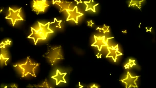 Rysowanie kształtów gwiazda na czarnym tle animacji - pętla żółta — Wideo stockowe