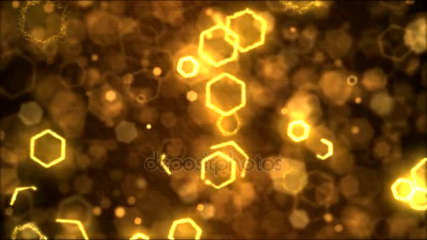 Tekening Hexagon vormen Motion achtergrondanimatie - lus Golden — Stockvideo