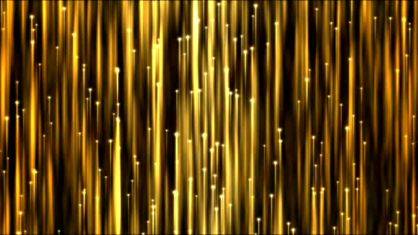 Steigende Teilchenstrahlen Hintergrundanimation - Schleife golden — Stockvideo