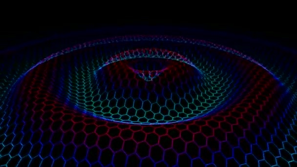六角形ワイヤー フレーム グリッドの波 - ループを発光 — ストック動画