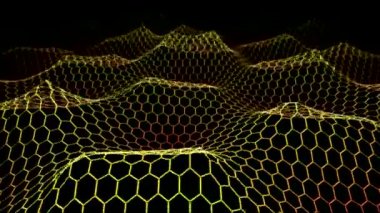 Altıgen tel kafes ızgara okyanus dalgaları - döngü sarı