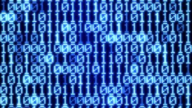 İkili kod ekran duvar animasyon - döngü mavi