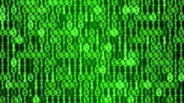 İkili kod ekran duvar animasyon - döngü yeşil