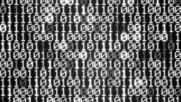 Binary code display wall animation - Schleife monochrom — Stockvideo