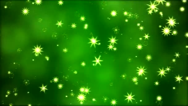 Renkli pırıl pırıl animasyon - döngü yeşil yıldız — Stok video