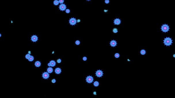 Floraison colorée et soufflé loin des fleurs Animation - Violet Bleu 