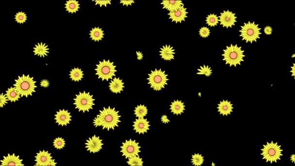 Colorful Blooming and Blown Away Flowers Animation - Yellow — Stock Video