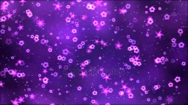 Bunte rotierende Blumenformen Animation - Schleife violett — Stockvideo